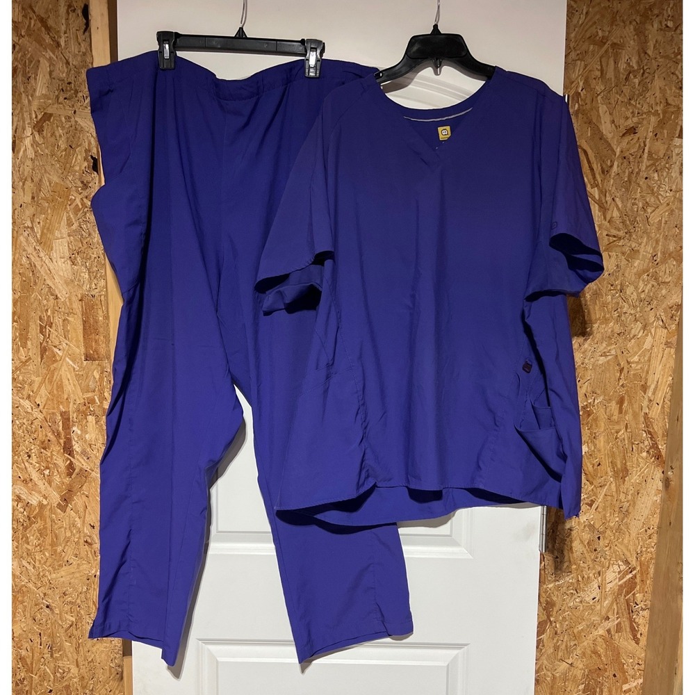 WonderWink W123 Purple Scrub Set Womens 4X True-Plus Fit V-Neck Style 6155